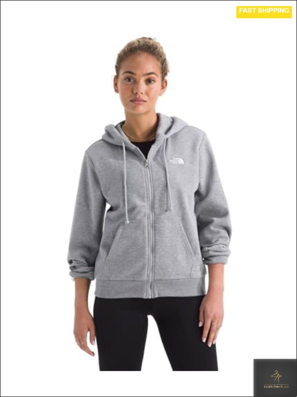 Full Zip Hoodie Long Sleeve Cotton Blend Front Pockets